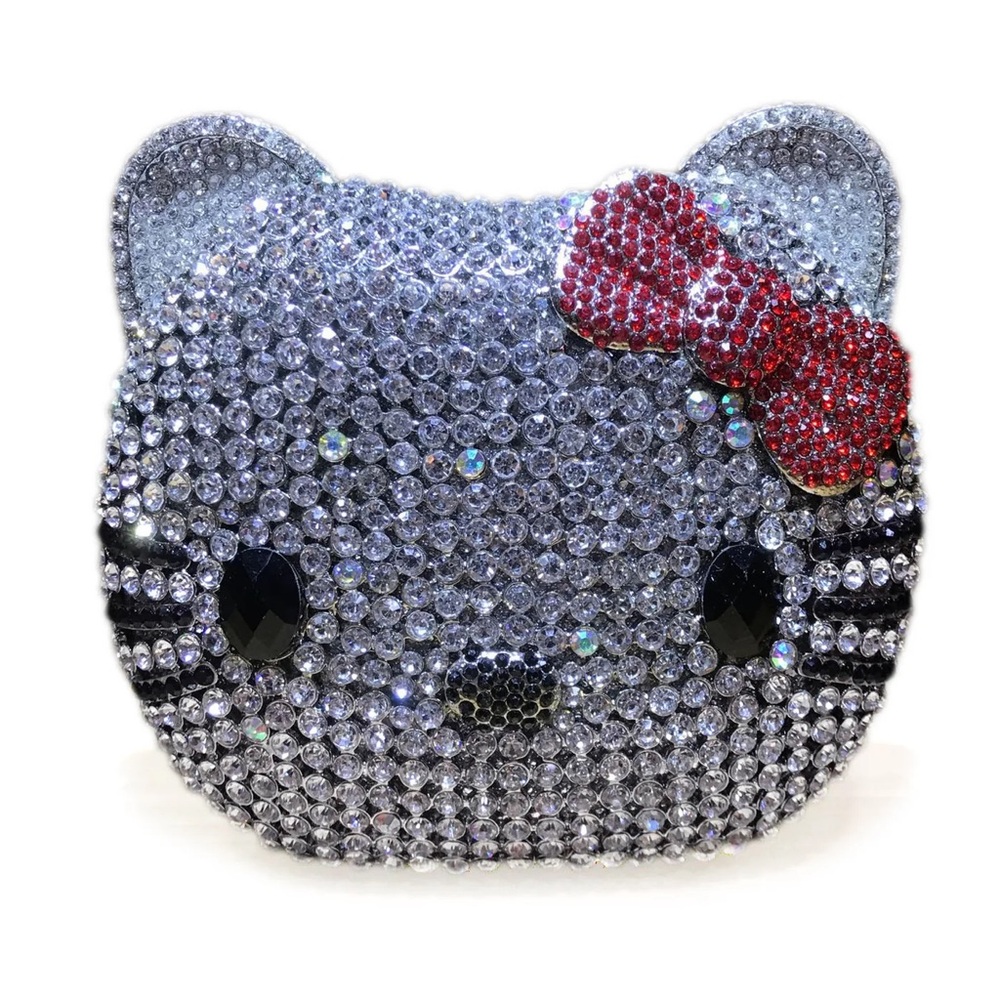 🐾✨ **Purr-fectly Chic: Kitty Cat Rhinestone Evening Bag for Sale!** ✨🐾